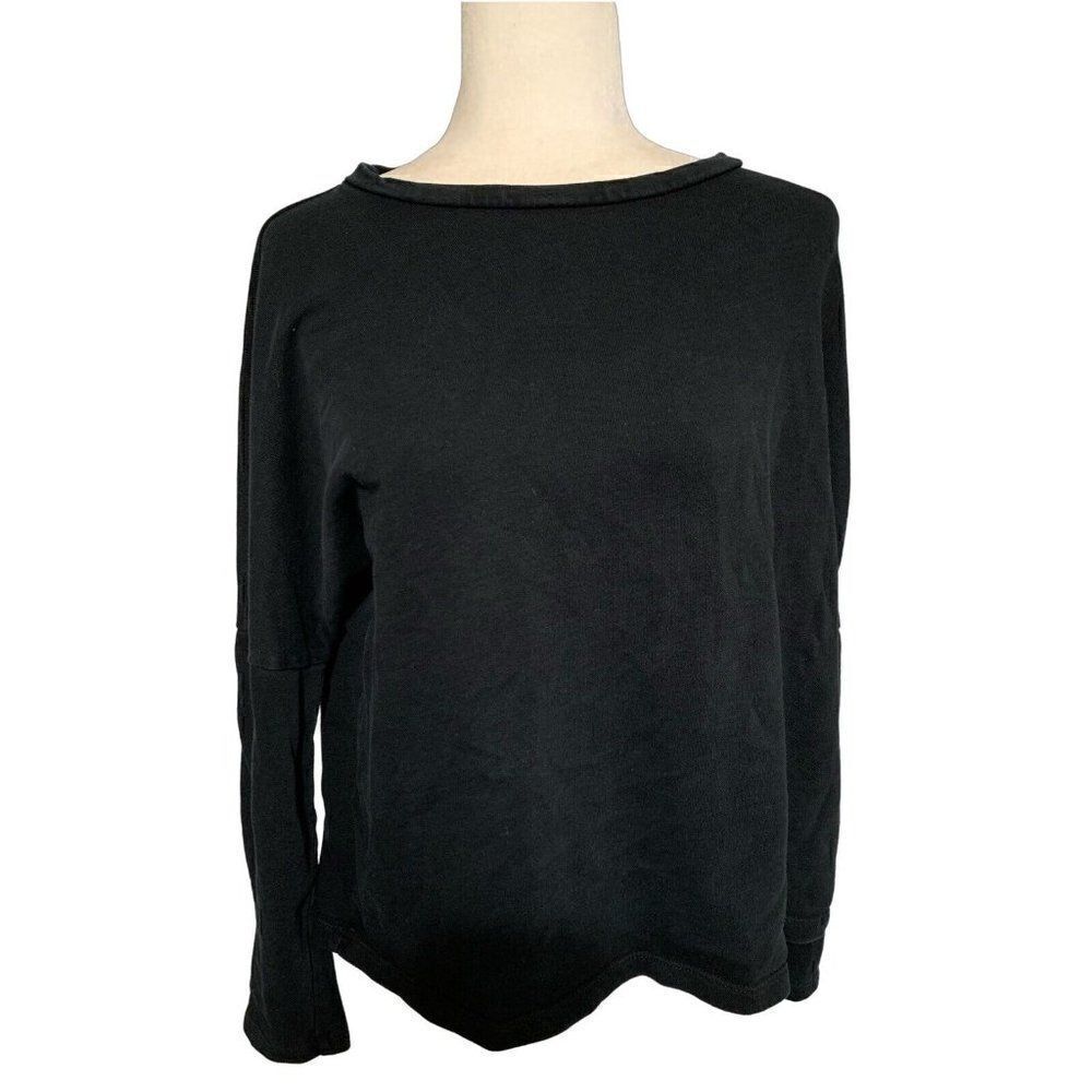 zara womens solid black crew neck long sleeve sweatshirt sweater top small